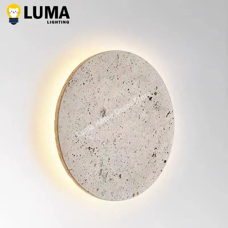 Interior Design Japandi - Luma Wabi-Sabi Yellow Travertine Wall Light,
