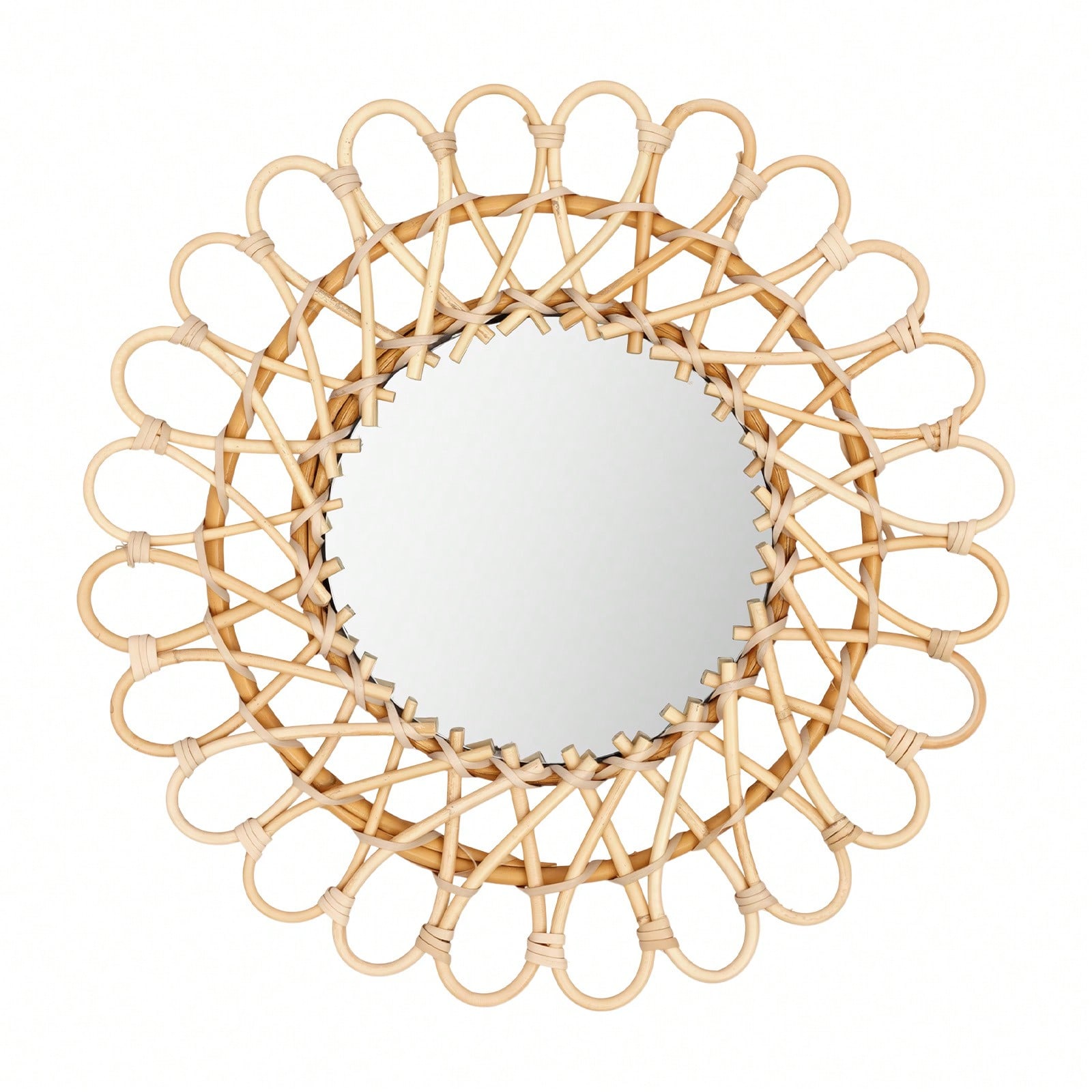 Rattan Mirror Round - Round Rattan Mirror, Round Decorative Wall-Mounted