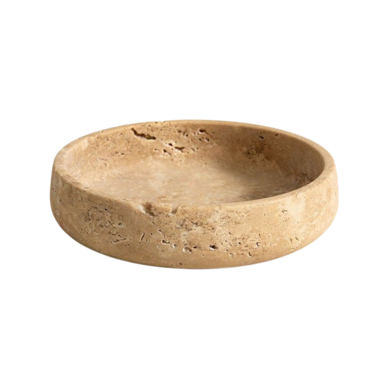 Travertine Tray Oval - Natural Travertine Round Bowl Beige Stone