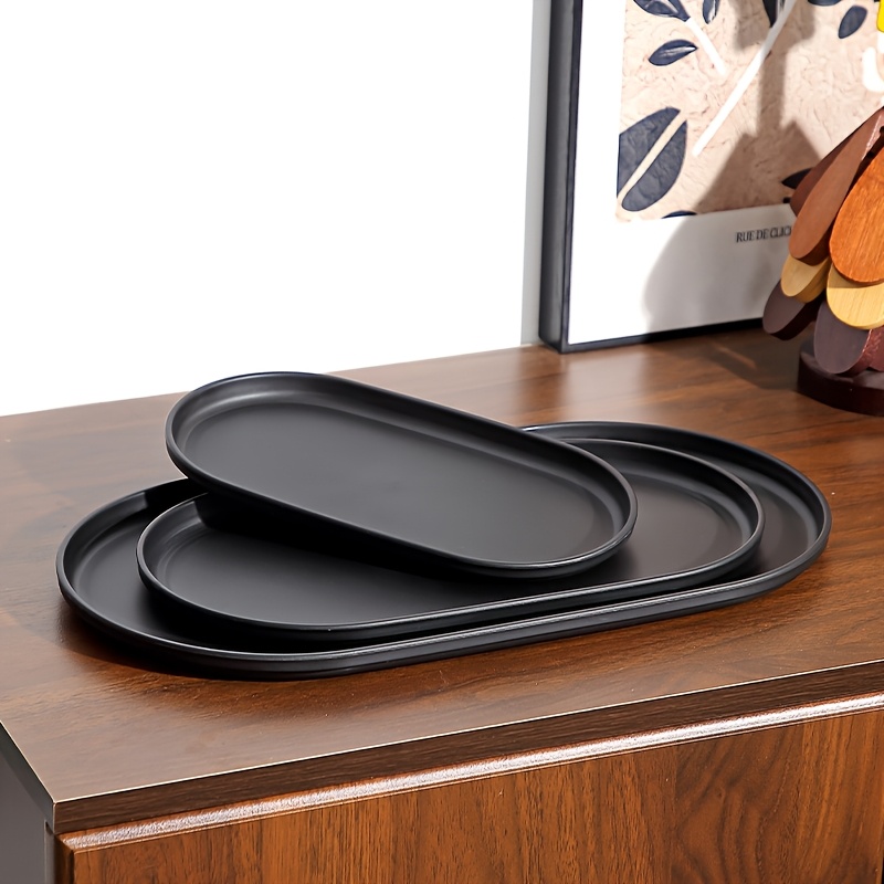 Travertine Tray Oval - 3PCS/SET Three Sizes Matte Black Narrow