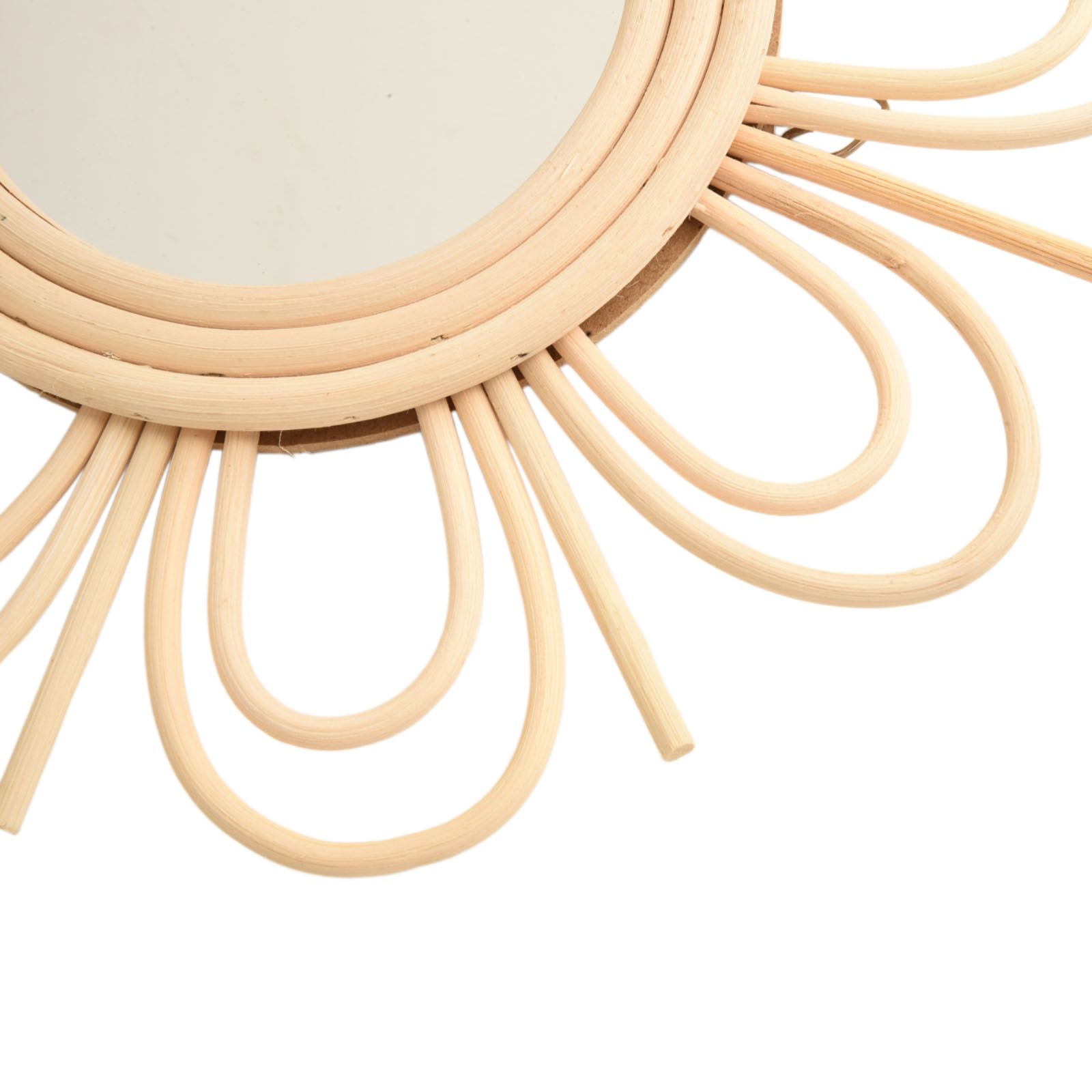 Rattan Mirror Round - Bohemian Rattan Hanging Mirror with Sun