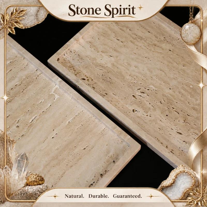 Travertine Tray Oval - 【Natural】30x20x1.8cm Nature Marble Beige Travertine Stone
