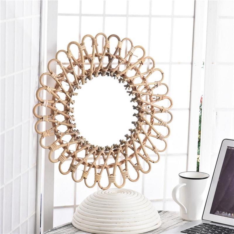 40Cm Nordic Wicker Wall-Mounte - Rattan Mirror Round recension och pris
