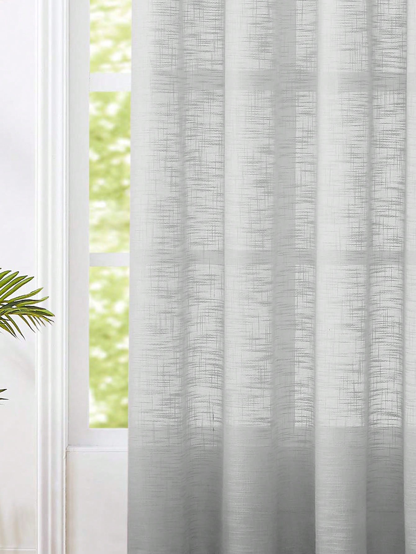 Grey Polyester Linen Texture S - Linen Curtain Eyelet recension och pris
