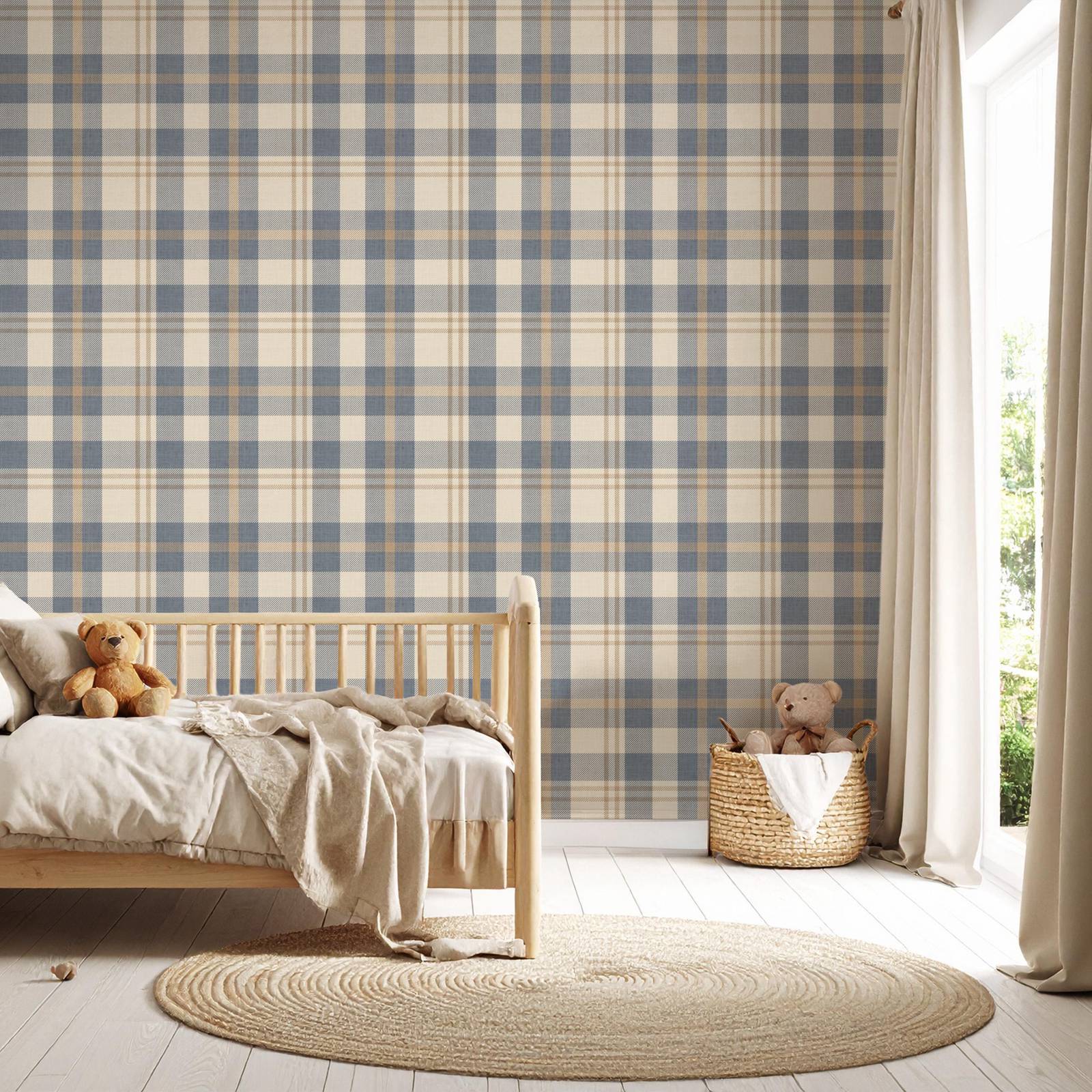 Neutral Blue and Beige Plaid W - Interior Design Scandinavian recension och pris