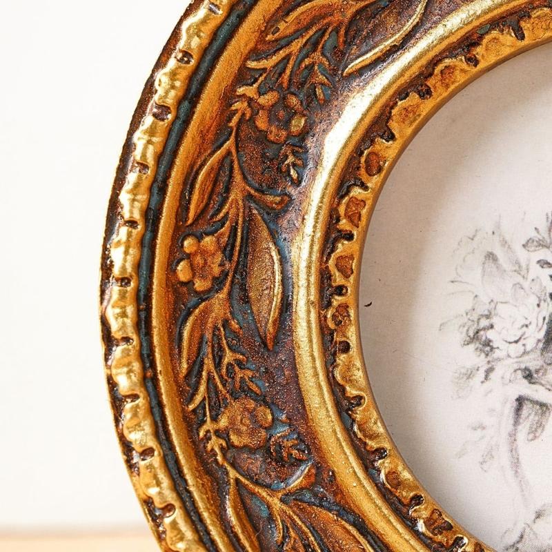 Antique Bronze Gold Round Phot - Rattan Mirror Round recension och pris