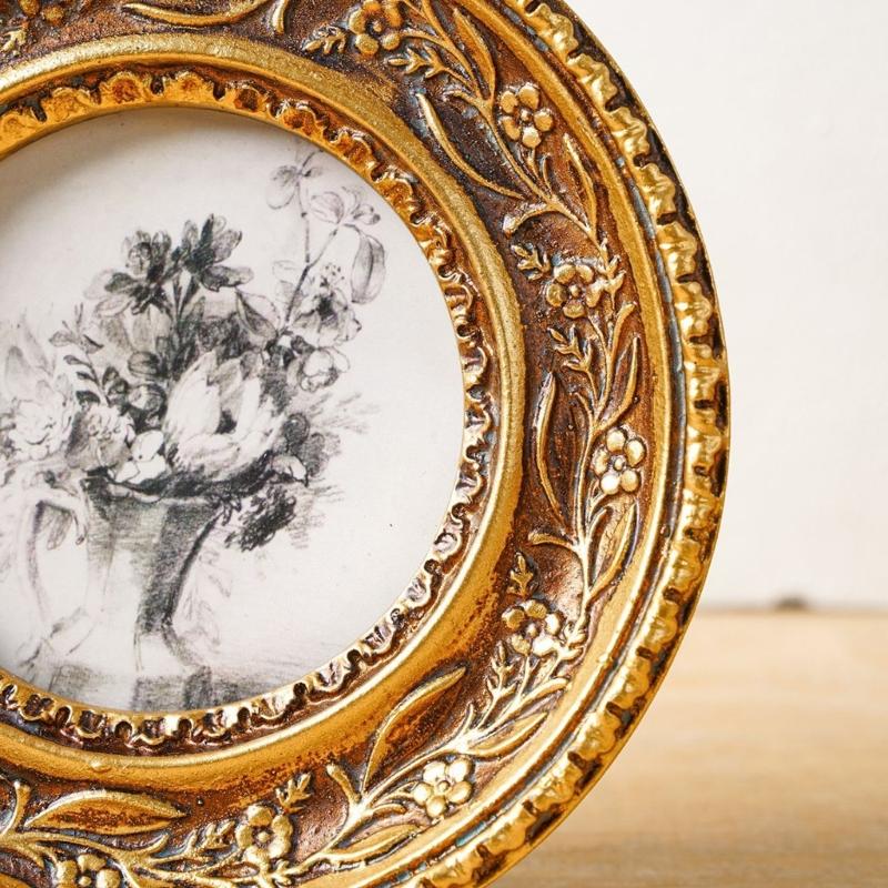 Antique Bronze Gold Round Phot - Rattan Mirror Round recension och pris