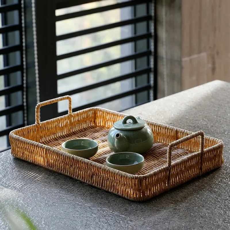Plastic Storage Tray With Hand - Rattan Tray Handle recension och pris