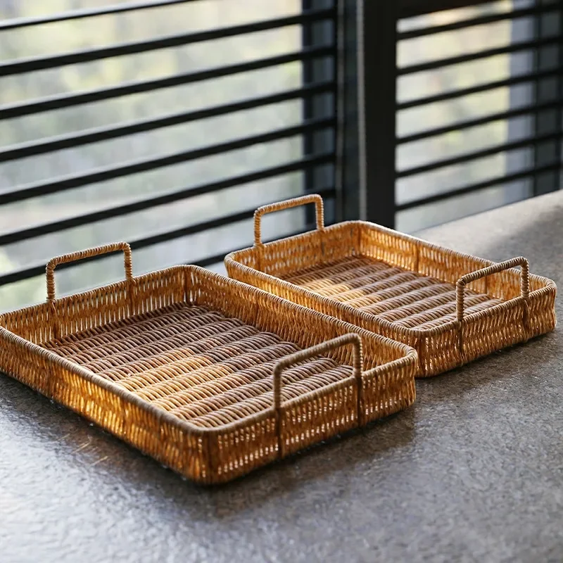 Plastic Storage Tray With Hand - Rattan Tray Handle recension och pris