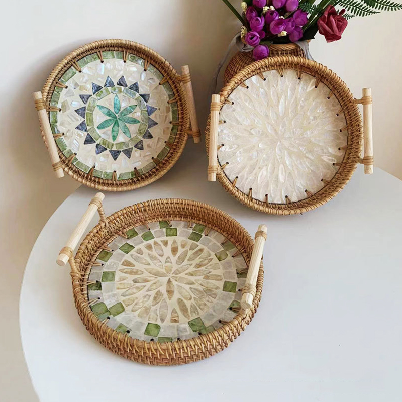 Vintage Handmade Rattan Woven  - Rattan Tray Handle recension och pris
