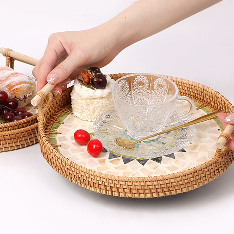 Vintage Handmade Rattan Woven  - Rattan Tray Handle recension och pris