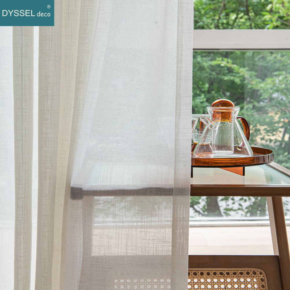 Modern White Linen Solid Sheer - Linen Curtain Eyelet recension och pris