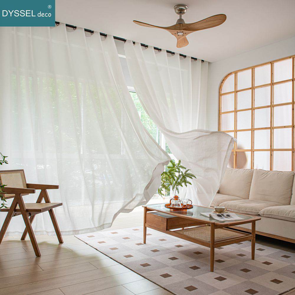 Modern White Linen Solid Sheer - Linen Curtain Eyelet recension och pris
