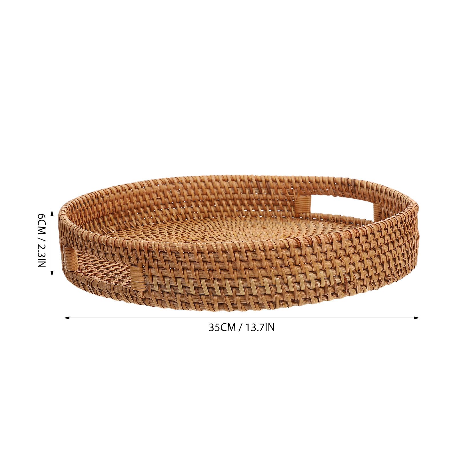 14-Inch Round Rattan Large Ser - Rattan Tray Handle recension och pris