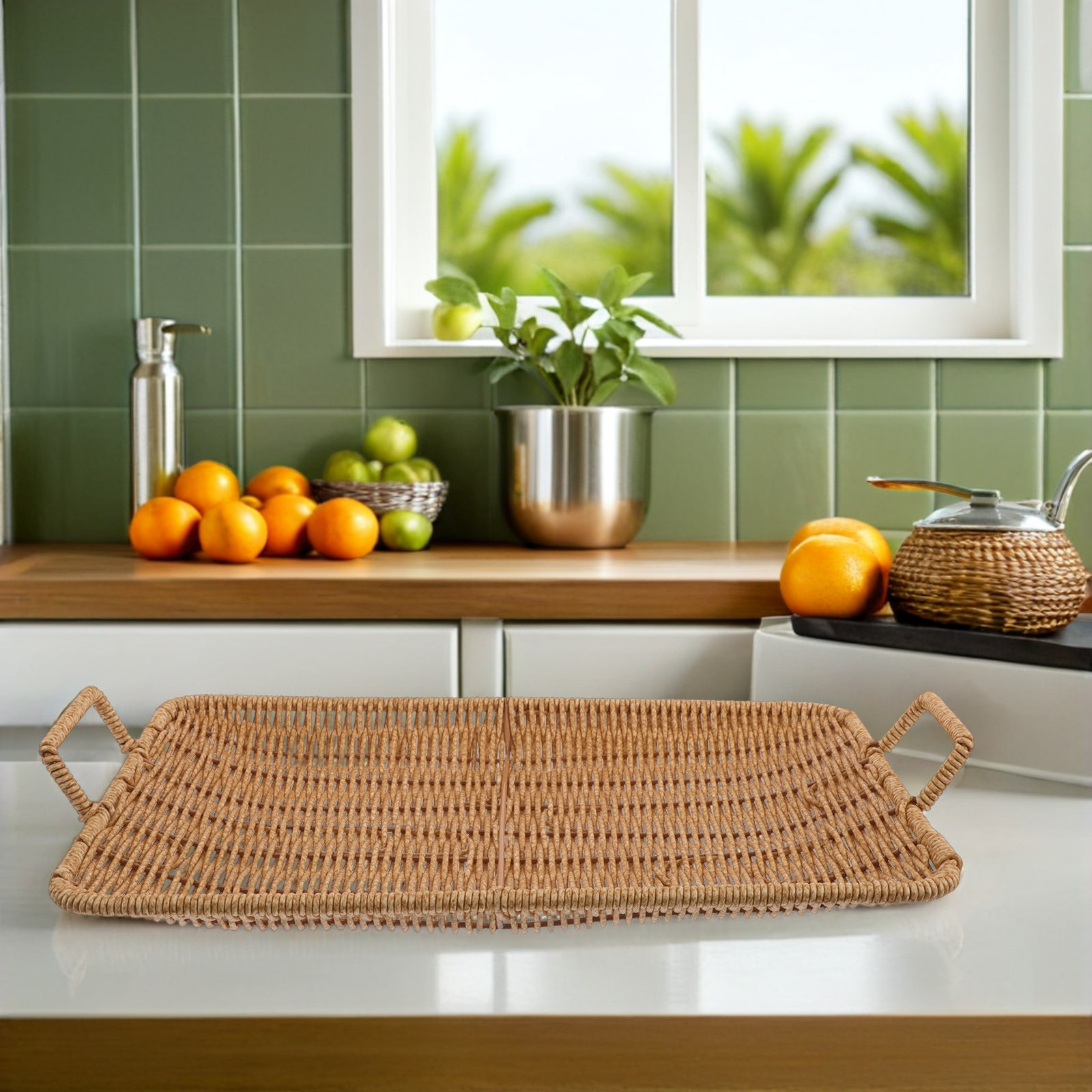 Small Rectangle Plastic Fry Ba - Rattan Tray Handle recension och pris