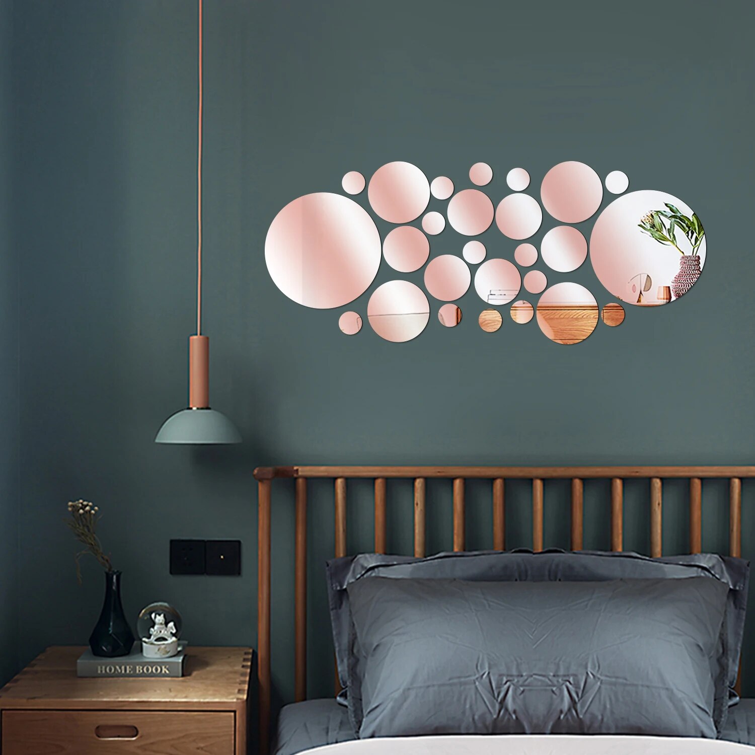 26PCS Geometric Circular Cryst - Rattan Mirror Round recension och pris