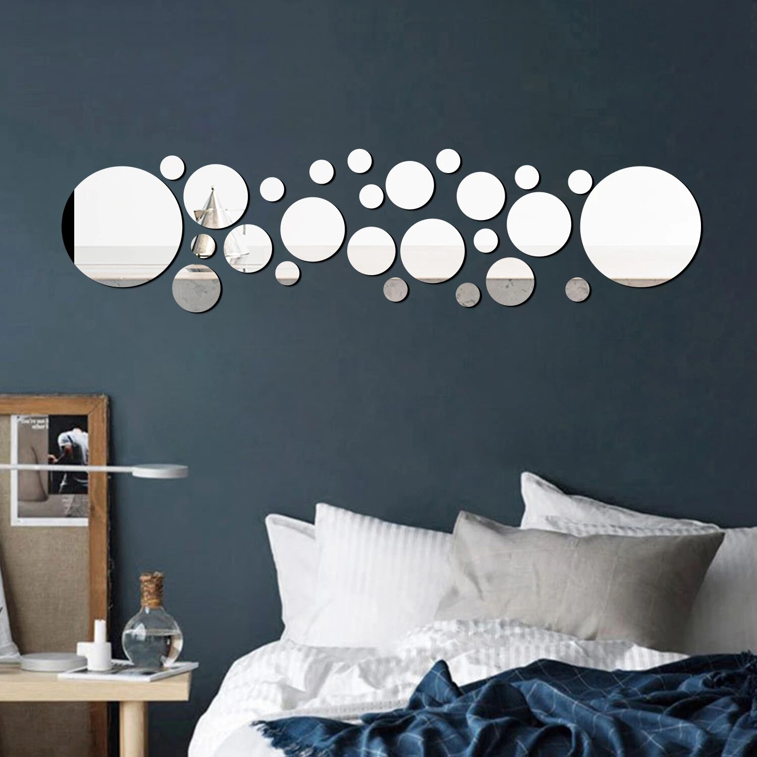 26PCS Geometric Circular Cryst - Rattan Mirror Round recension och pris