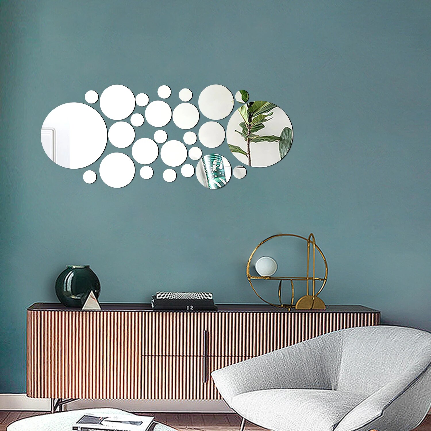 26PCS Geometric Circular Cryst - Rattan Mirror Round recension och pris