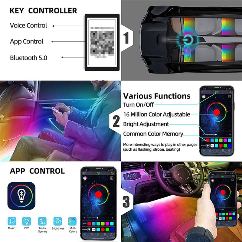 A30F-Car LED Lights Interior S - Interior Design Apps recension och pris