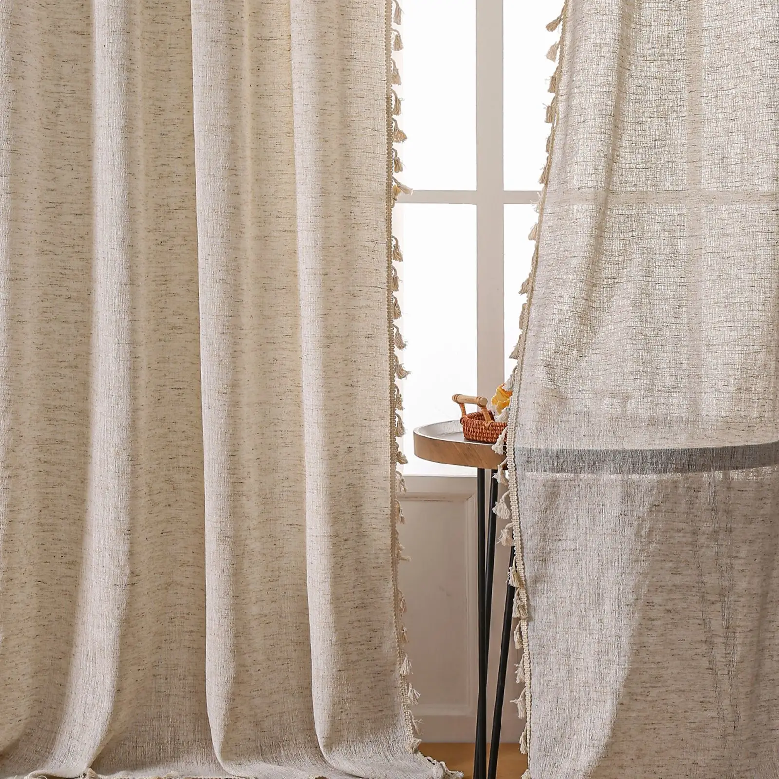Boho Linen Semi Blackout Curta - Linen Curtain Eyelet recension och pris