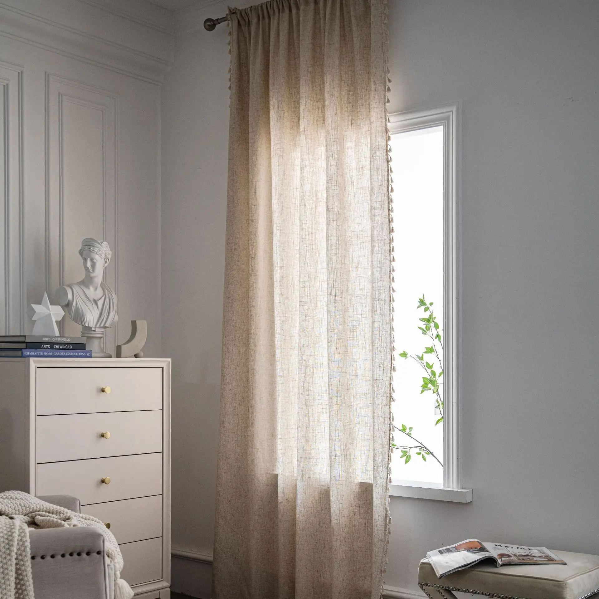 Boho Linen Semi Blackout Curta - Linen Curtain Eyelet recension och pris