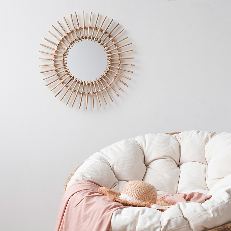 Rattan hanging wall Nordic hom - Rattan Mirror Round recension och pris
