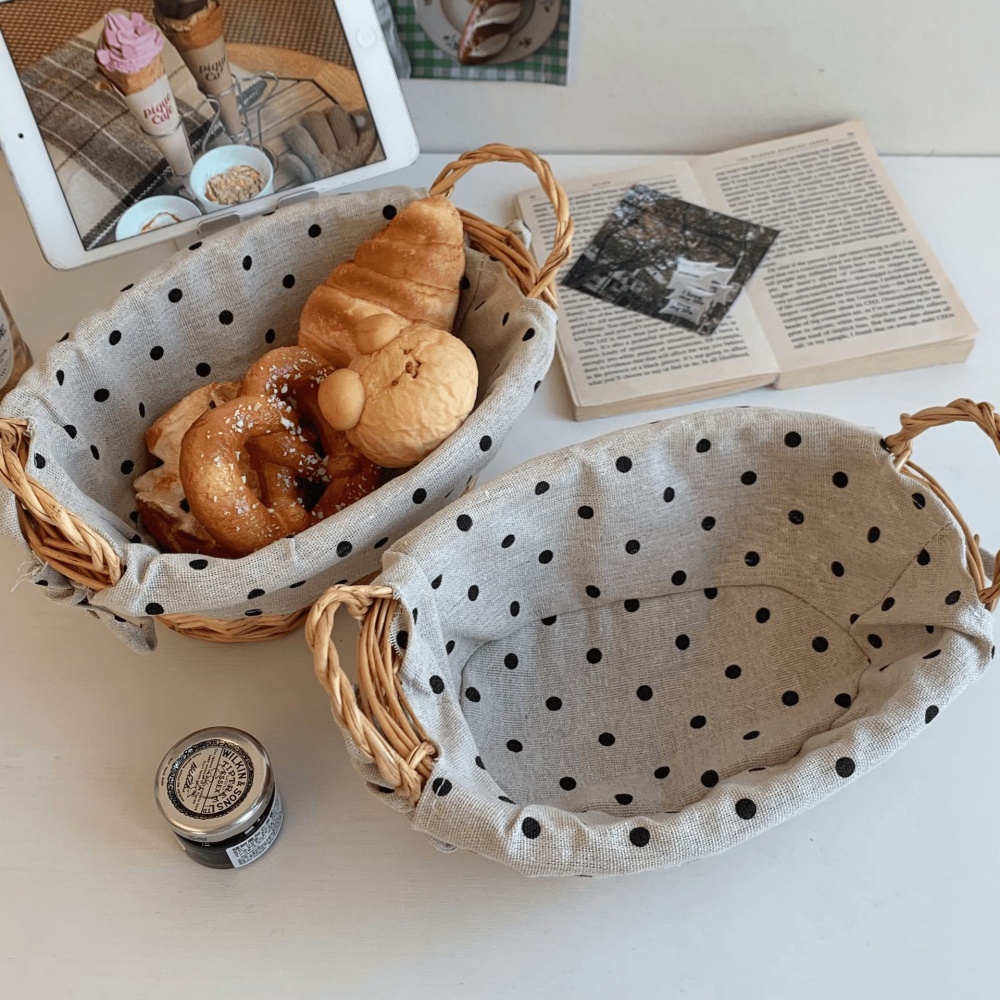 Vintage Fabric Rattan Storage  - Rattan Tray Handle recension och pris