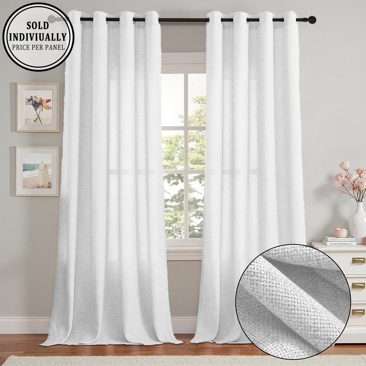 1 Piece, Solid Color Bohemian  - Linen Curtain Eyelet recension och pris