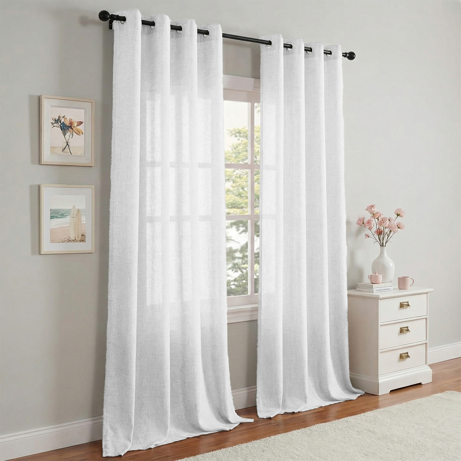 1 Piece, Solid Color Bohemian  - Linen Curtain Eyelet recension och pris