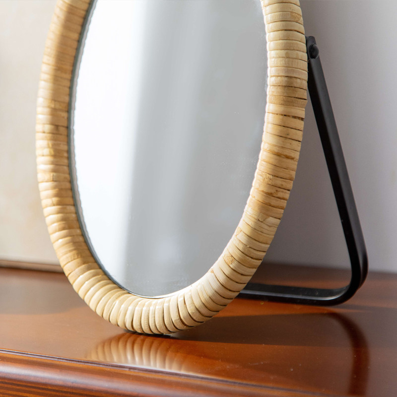 Rattan table bracket makeup ta - Rattan Mirror Round recension och pris