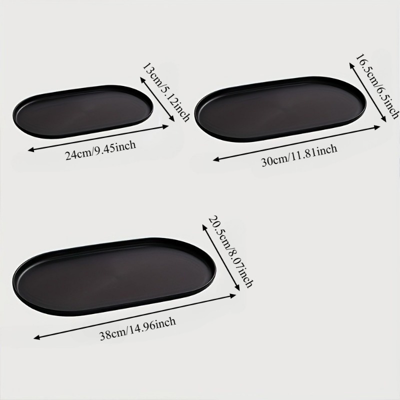 3PCS/SET Three Sizes Matte Bla - Travertine Tray Oval recension och pris