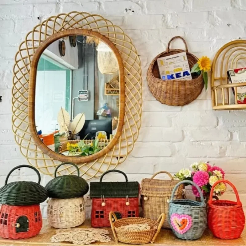 Modern round rattan wall mirro - Rattan Mirror Round recension och pris