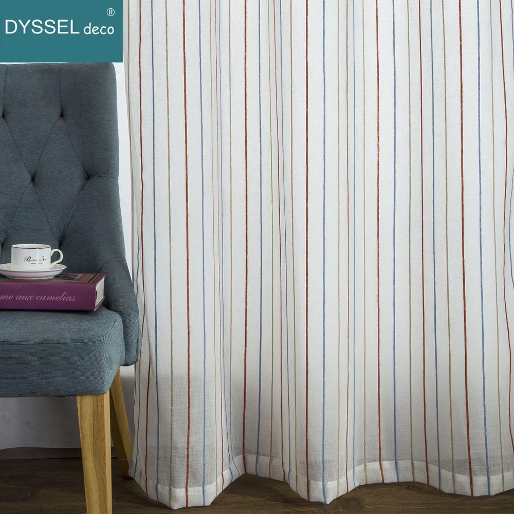 Modern White Striped Linen She - Linen Curtain Eyelet recension och pris