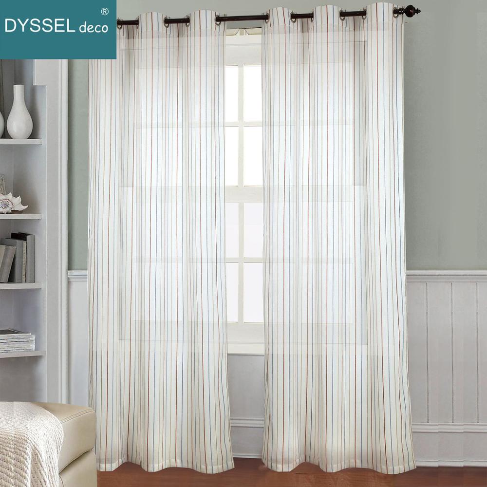 Modern White Striped Linen She - Linen Curtain Eyelet recension och pris