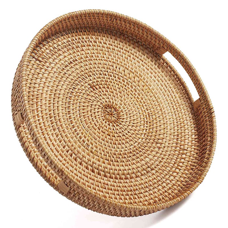 Round Rattan Serving Tray Deco - Rattan Tray Handle recension och pris