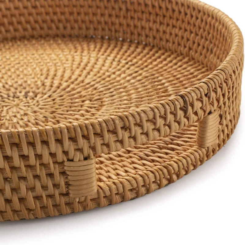 Round Rattan Serving Tray Deco - Rattan Tray Handle recension och pris