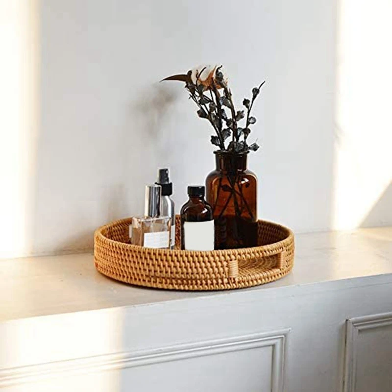 Round Rattan Serving Tray Deco - Rattan Tray Handle recension och pris