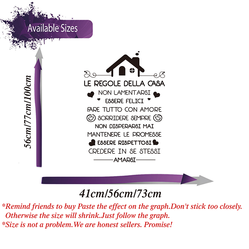 Italian House Rules Wall Decal - Interior Design Quotes recension och pris